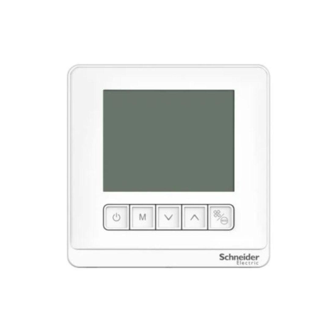 Schneider Electric SpaceLogic Thermostat Fan Coil Proportional Standalone LCD 5 Button 4P 3 Fan External Sensor 240V TC903-3A4DPSA - White