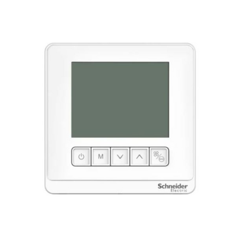 Schneider Electric SpaceLogic Thermostat Fan Coil On/Off Standalone LCD 5 Button 4P 3 Fan 240V TC903-3A4LA - White