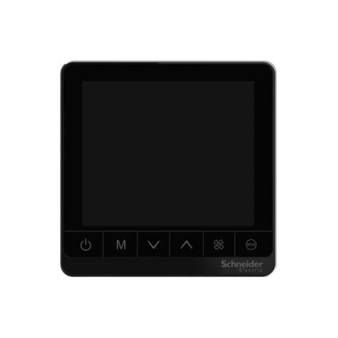 Schneider Electric SpaceLogic Thermostat Fan Coil On/Off Standalone Touchscreen 2P 3 Fan 240V TC907-3A2LB - Black