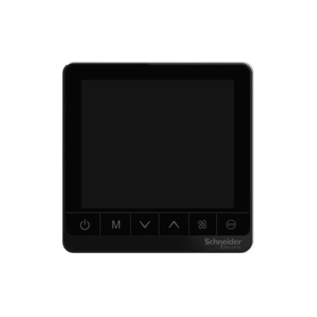 Schneider Electric SpaceLogic Thermostat Fan Coil On/Off Standalone Touchscreen 4P 3 Fan External Sensor 240V TC907-3A4DLSAB - Black