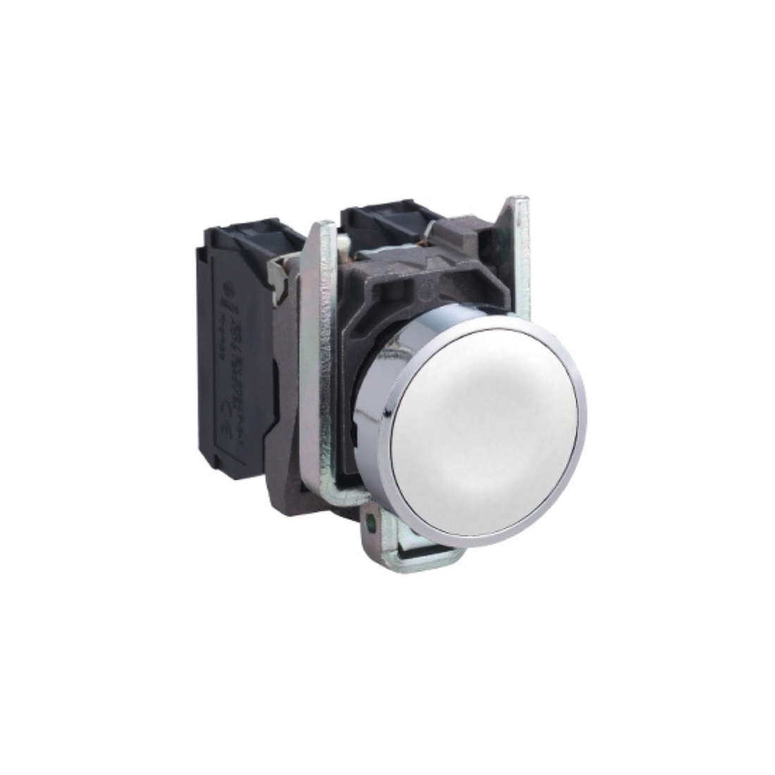 Schneider Electric Harmony XB4 Push Button Metal Flush White Ø22 Spring Return Unmarked 1 NO XB4BA11