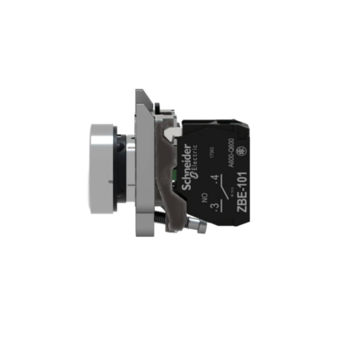 Schneider Electric Harmony XB4 Push Button Metal Flush White Ø22 Spring Return Unmarked 1 NO XB4BA11