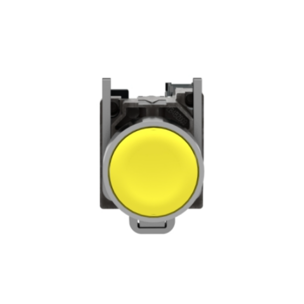 Schneider Electric Harmony XB4 Push Button Metal Flush Yellow Ø22 Spring Return Unmarked 1 NO XB4BA51