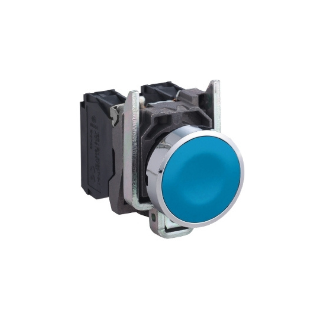 Schneider Electric Harmony XB4 Push Button Metal Flush Blue Ø22 Spring Return Unmarked 1 NO XB4BA61