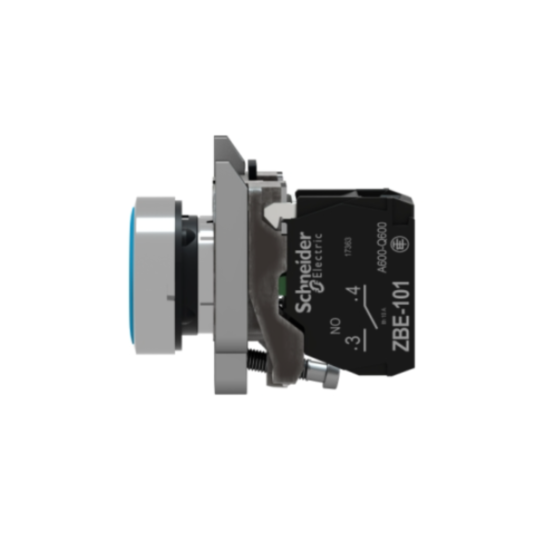 Schneider Electric Harmony XB4 Push Button Metal Flush Blue Ø22 Spring Return Unmarked 1 NO XB4BA61