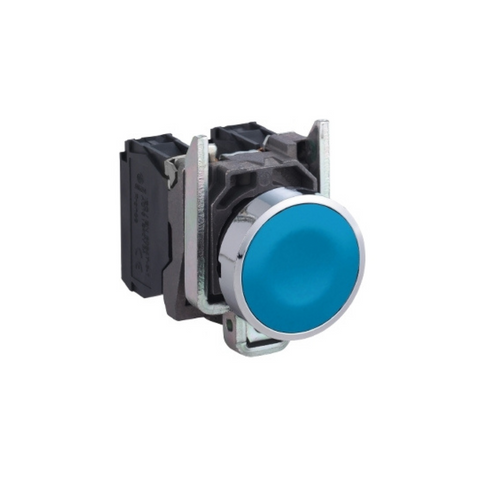 Schneider Electric Harmony XB4 Push Button Metal Flush Blue Ø22 Spring Return Unmarked 1 NO XB4BA61