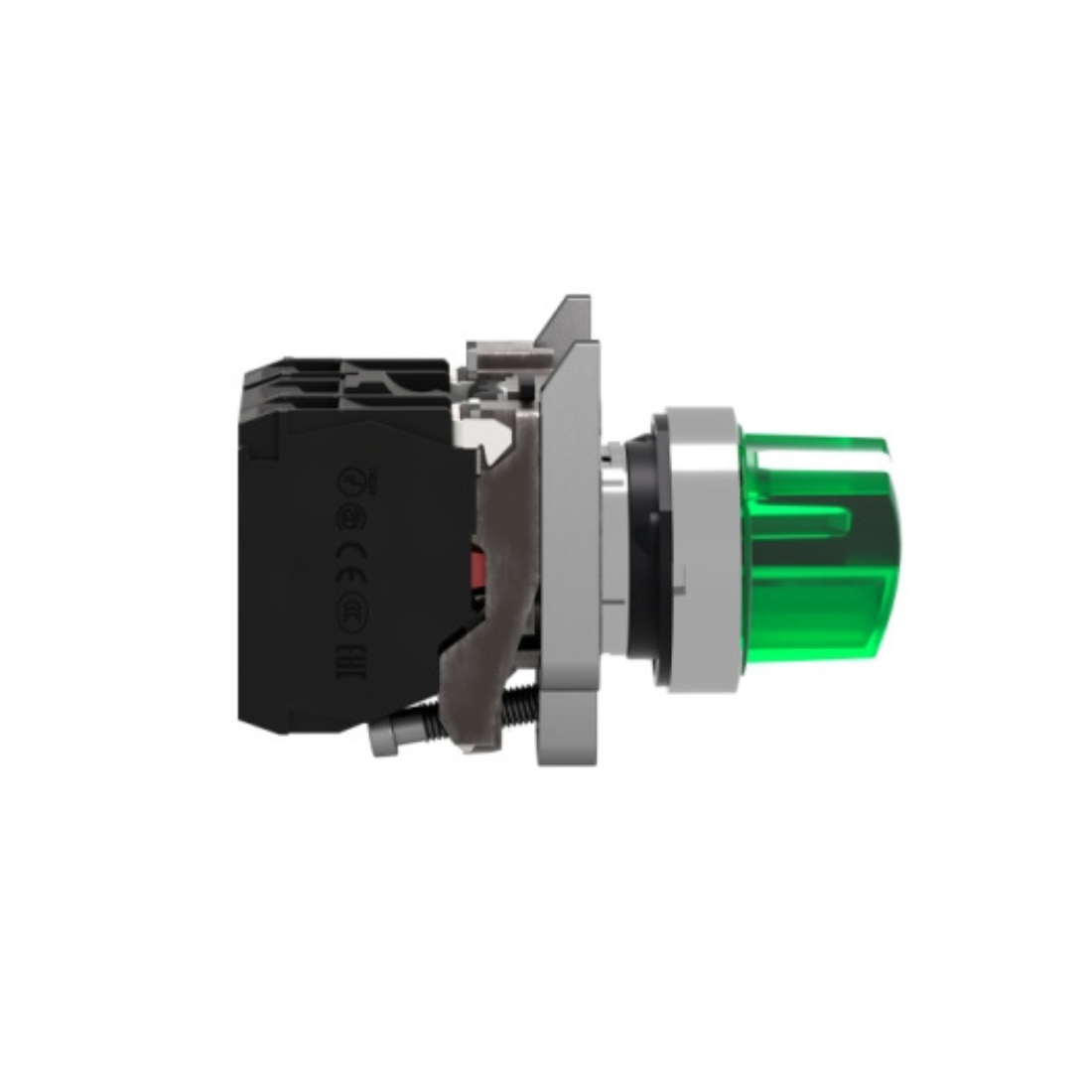 Schneider Electric Harmony XB4 Illuminated Selector Switch Metal Green Ø22 2 Positions Stay Put 230-240V AC 1 NO + 1 NC XB4BK123M5