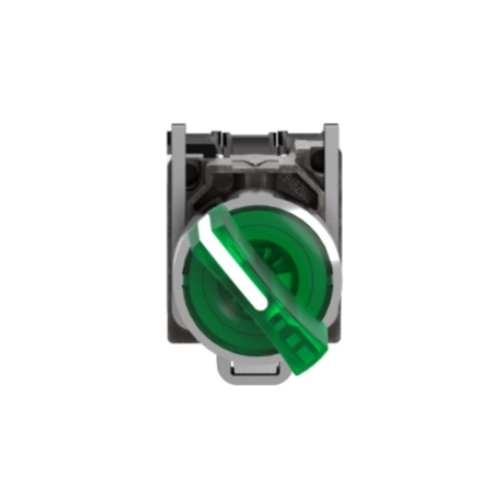 Schneider Electric Harmony XB4 Illuminated Selector Switch Metal Green Ø22 2 Positions Stay Put 230-240V AC 1 NO + 1 NC XB4BK123M5