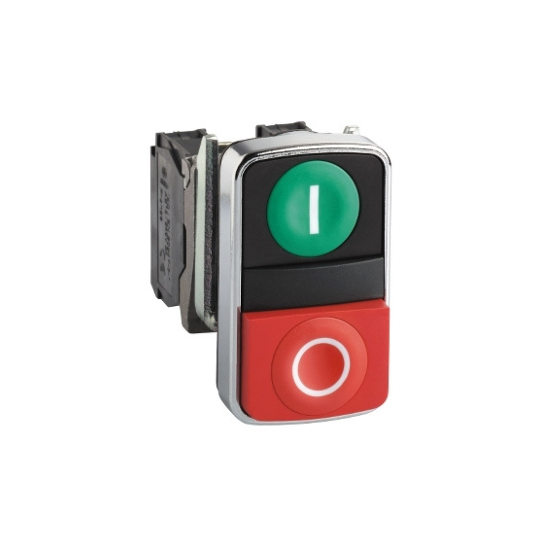 Schneider Electric Harmony XB4 Double-Headed Push Button Metal Ø22 1 Green Flush Marked I + 1 Red Projecting Marked O 1 NO + 1 NC XB4BL73415