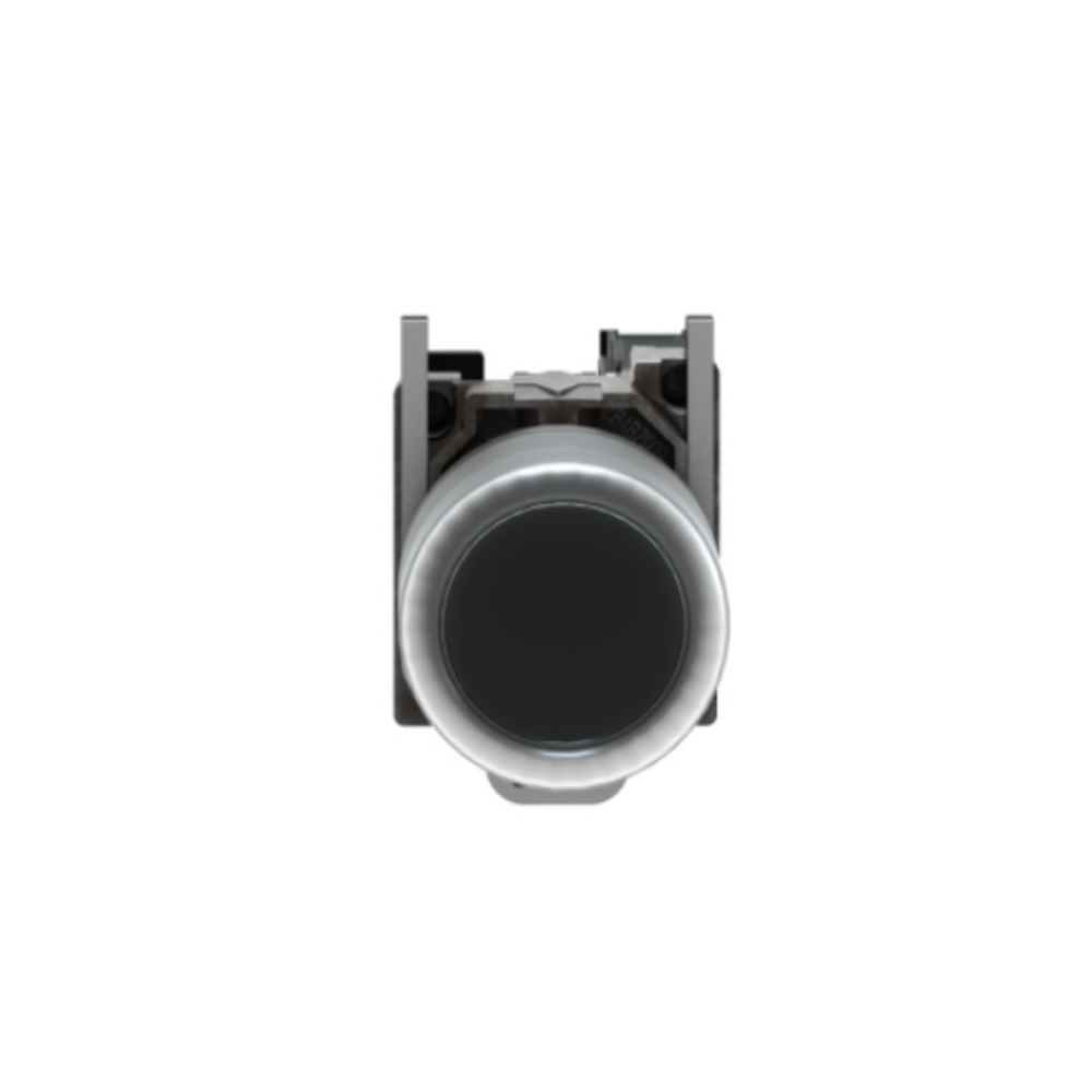 Schneider Electric Harmony XB4 Push Button Metal Projecting Black Ø22 Spring Return Booted Unmarked 1 NO XB4BP21