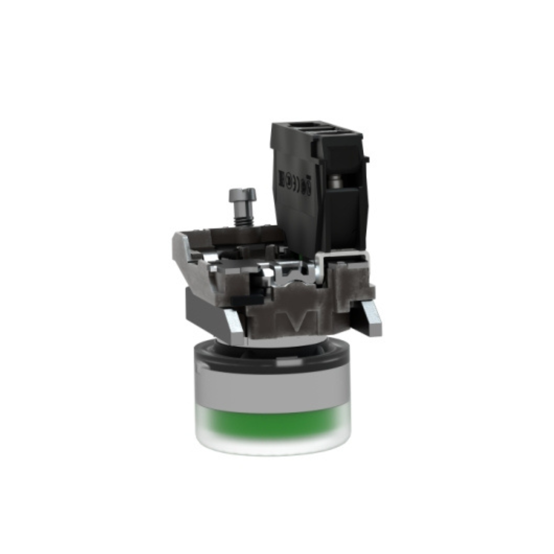 Schneider Electric Harmony XB4 Push Button Metal Projecting Green Ø22 Spring Return Booted Unmarked 1 NO XB4BP31