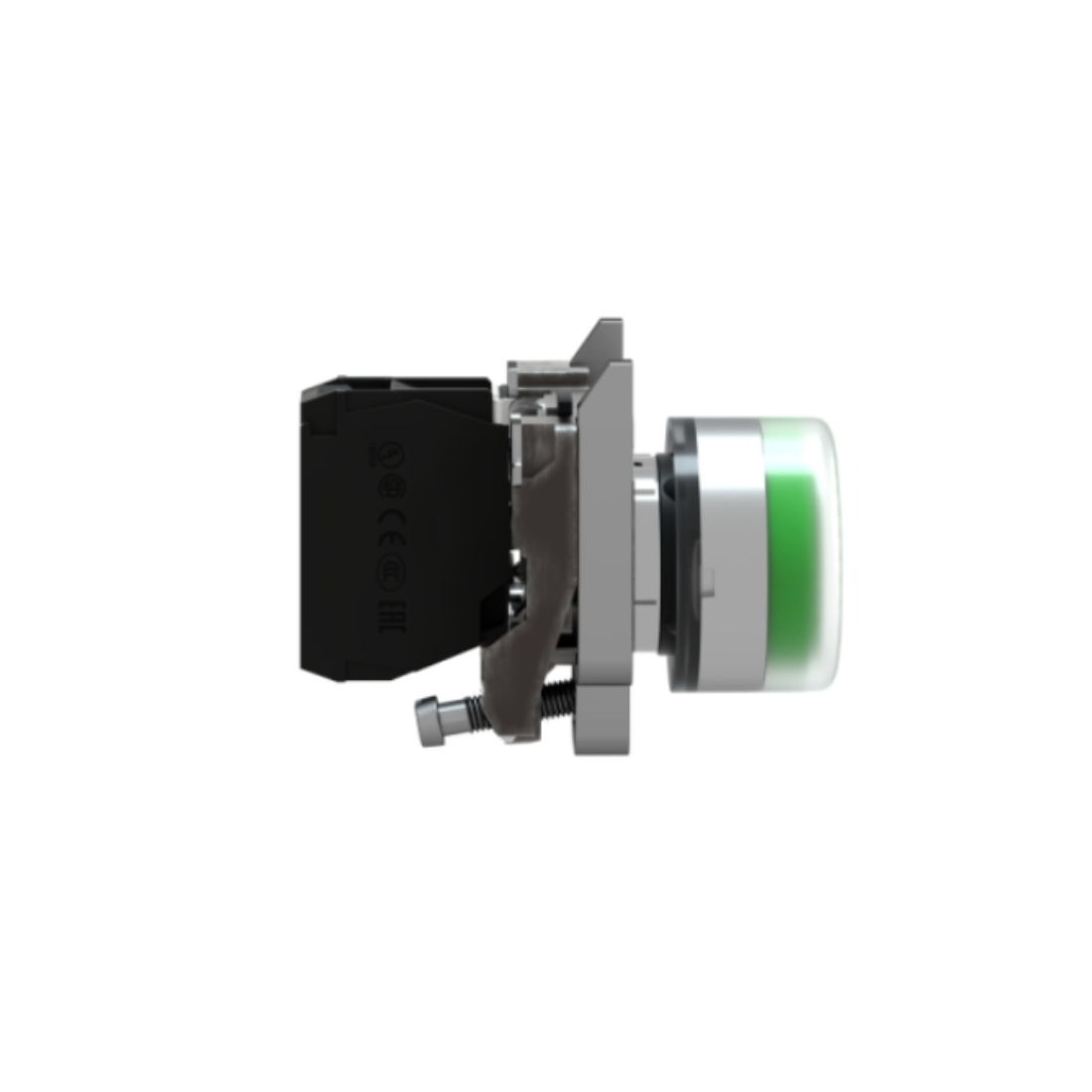 Schneider Electric Harmony XB4 Push Button Metal Projecting Green Ø22 Spring Return Booted Unmarked 1 NO XB4BP31