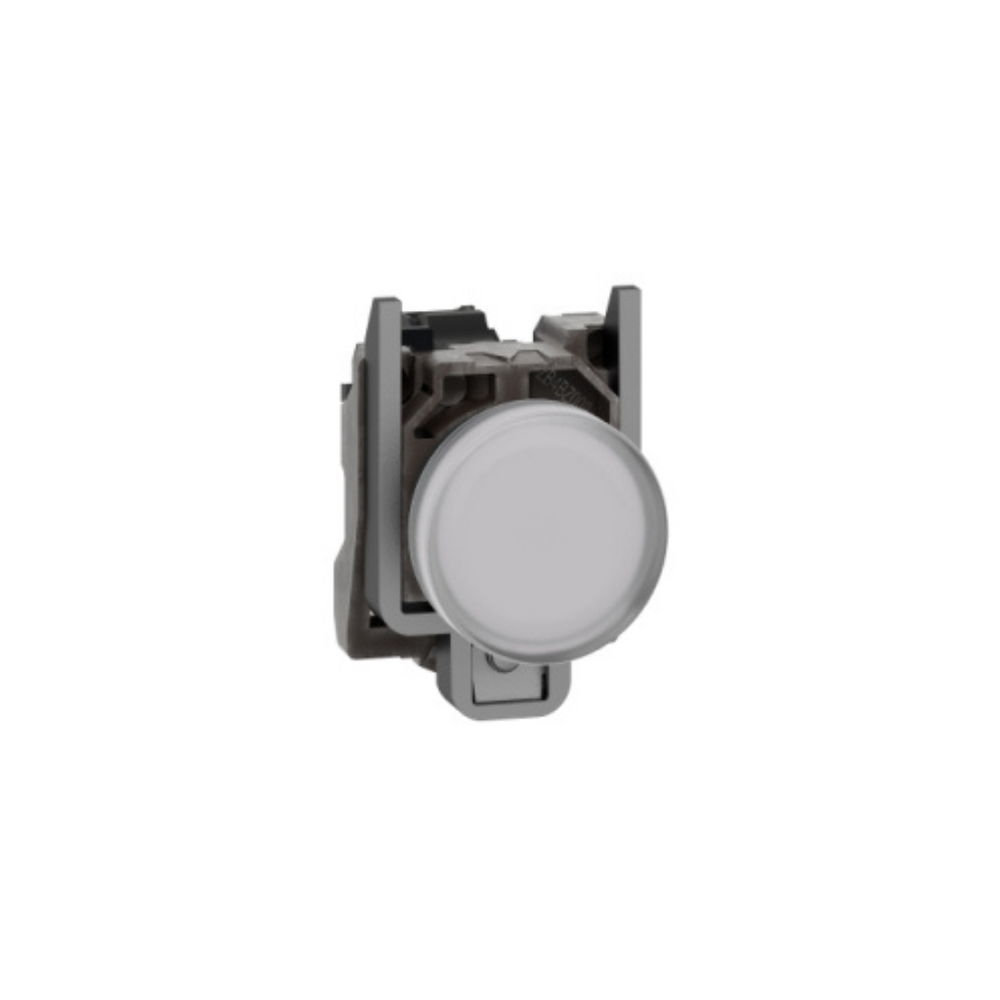 Schneider Electric Harmony XB4 White Pilot Light Metal Ø22 Plain Lens with Integral LED 24V AC/DC XB4BVB1