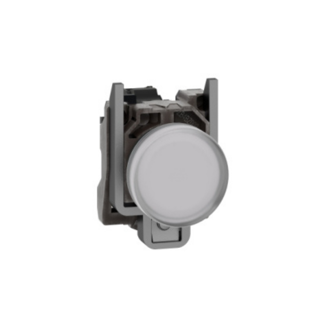 Schneider Electric Pilot Light Metal White Ø22 Plain Lens with integral LED 110-120V AC XB4BVG1