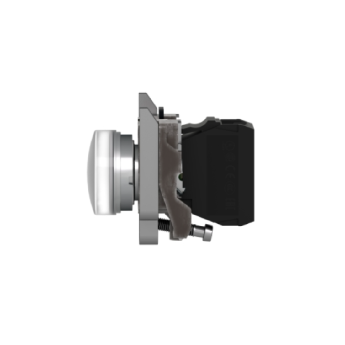 Schneider Electric Harmony XB4 Pilot Light Metal White Ø22 Plain Lens with integral LED 110-120V AC XB4BVG1