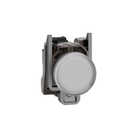 Schneider Electric Harmony XB4 Pilot Light Metal White Ø22 Plain Lens with integral LED 110-120V AC XB4BVG1