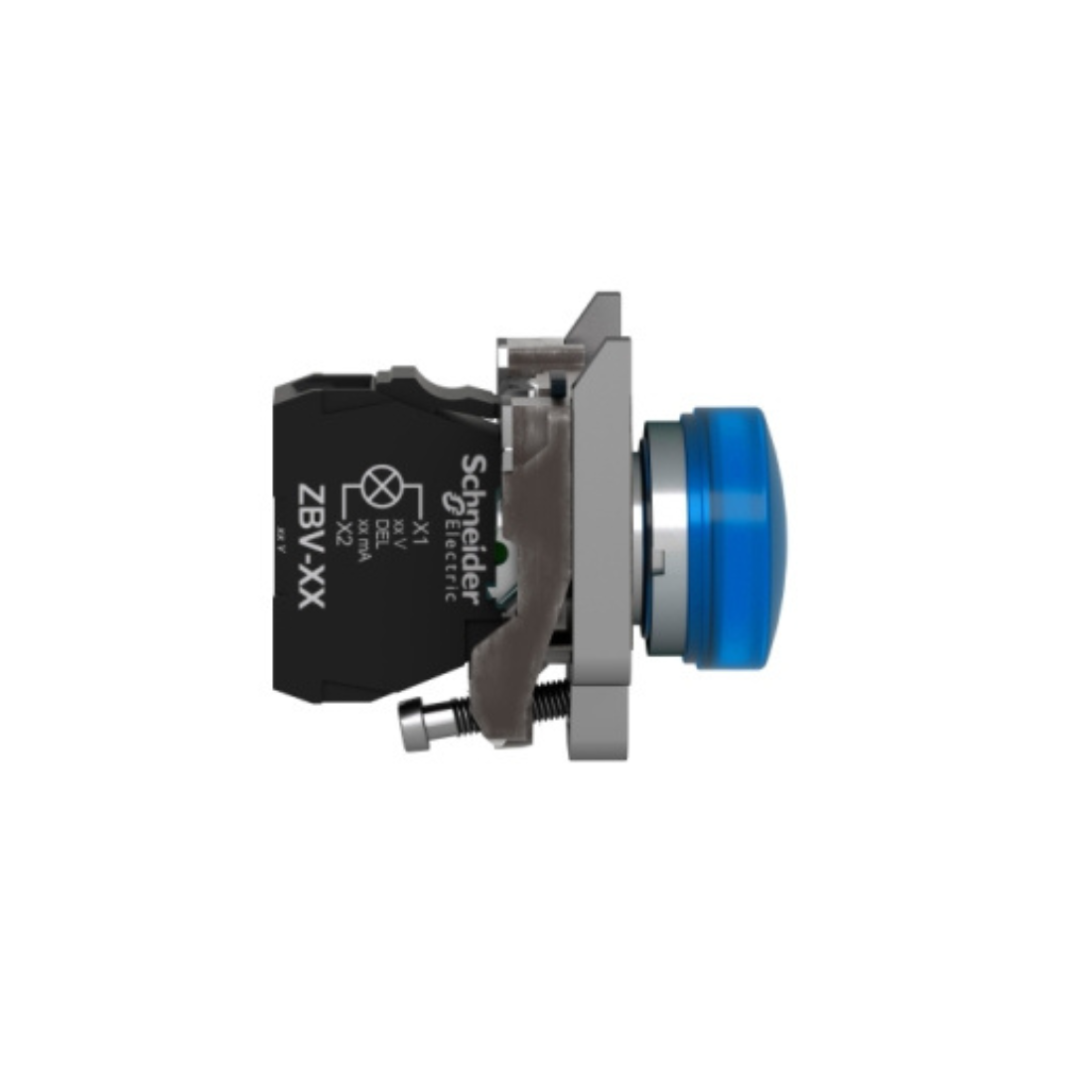 Schneider Electric Harmony XB4 Pilot Light Metal Blue Ø22 Plain Lens with Integral LED 230-240V AC XB4BVM6