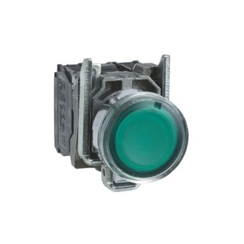 Schneider Electric Harmony XB4 Illuminated Push Button Metal Flush Green Ø22 Spring Return <= 250V 1 NO + 1 NC XB4BW3365