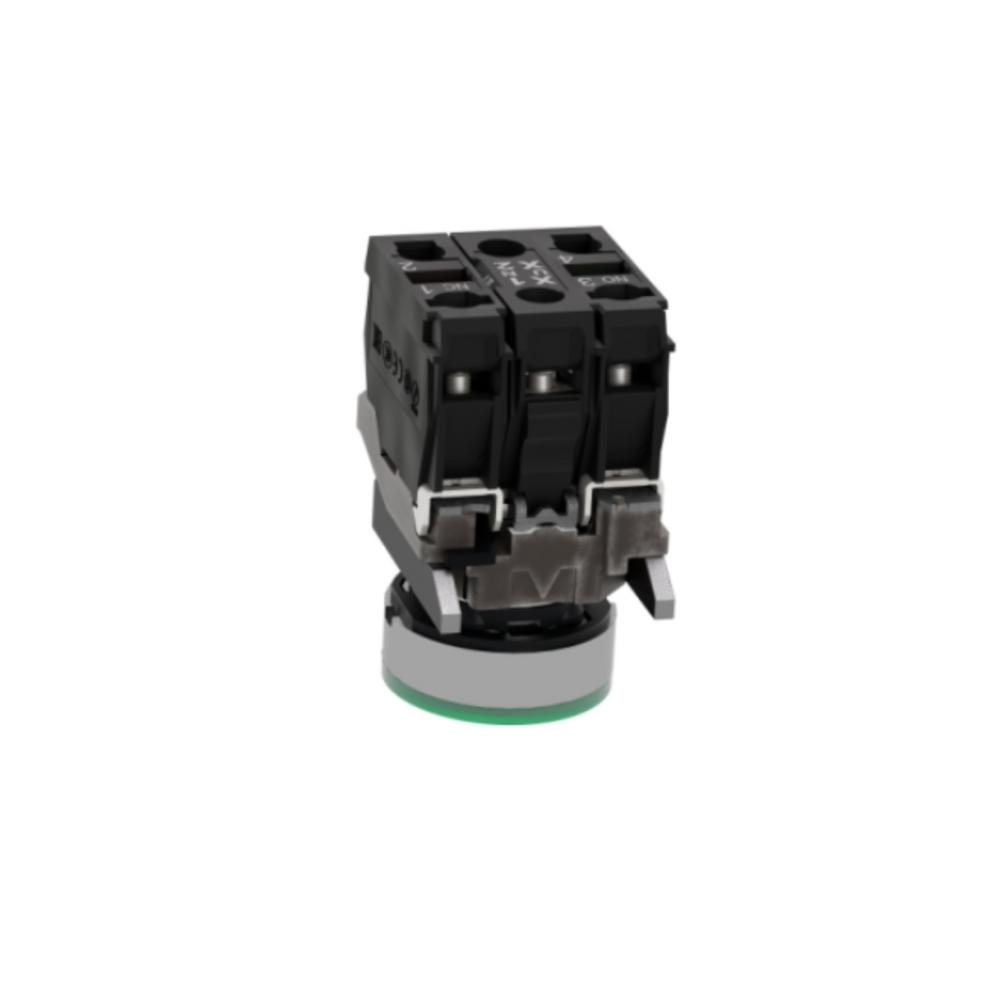 Schneider Electric Harmony XB4 Illuminated Push Button Metal Flush Green Ø22 Spring Return 1 NO + 1 NC 24V AC/DC XB4BW33B5