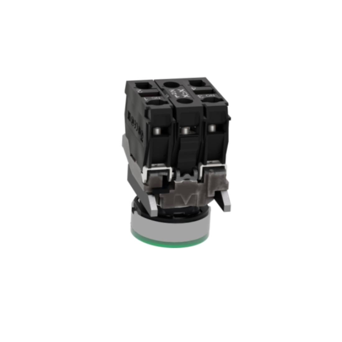 Schneider Electric Harmony XB4 Illuminated Push Button Metal Flush Green Ø22 Spring Return 1 NO + 1 NC 24V AC/DC XB4BW33B5