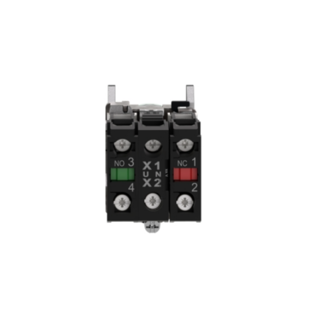 Schneider Electric Harmony XB4 Illuminated Push Button Metal Flush Green Ø22 Spring Return 1 NO + 1 NC 24V AC/DC XB4BW33B5