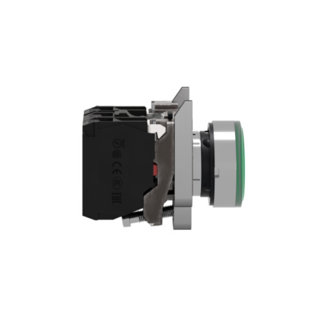 Schneider Electric Harmony XB4 Illuminated Push Button Metal Flush Green Ø22 Spring Return 1 NO + 1 NC 24V AC/DC XB4BW33B5