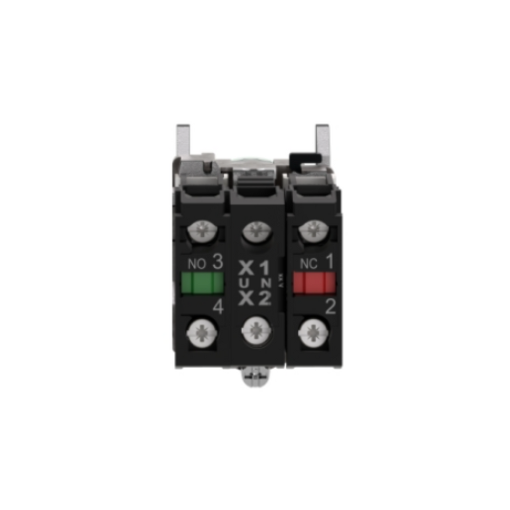 Schneider Electric Harmony XB4 Illuminated Push Button Metal Flush Green Ø22 Spring Return 230-240V AC 1 NO + 1 NC XB4BW33M5