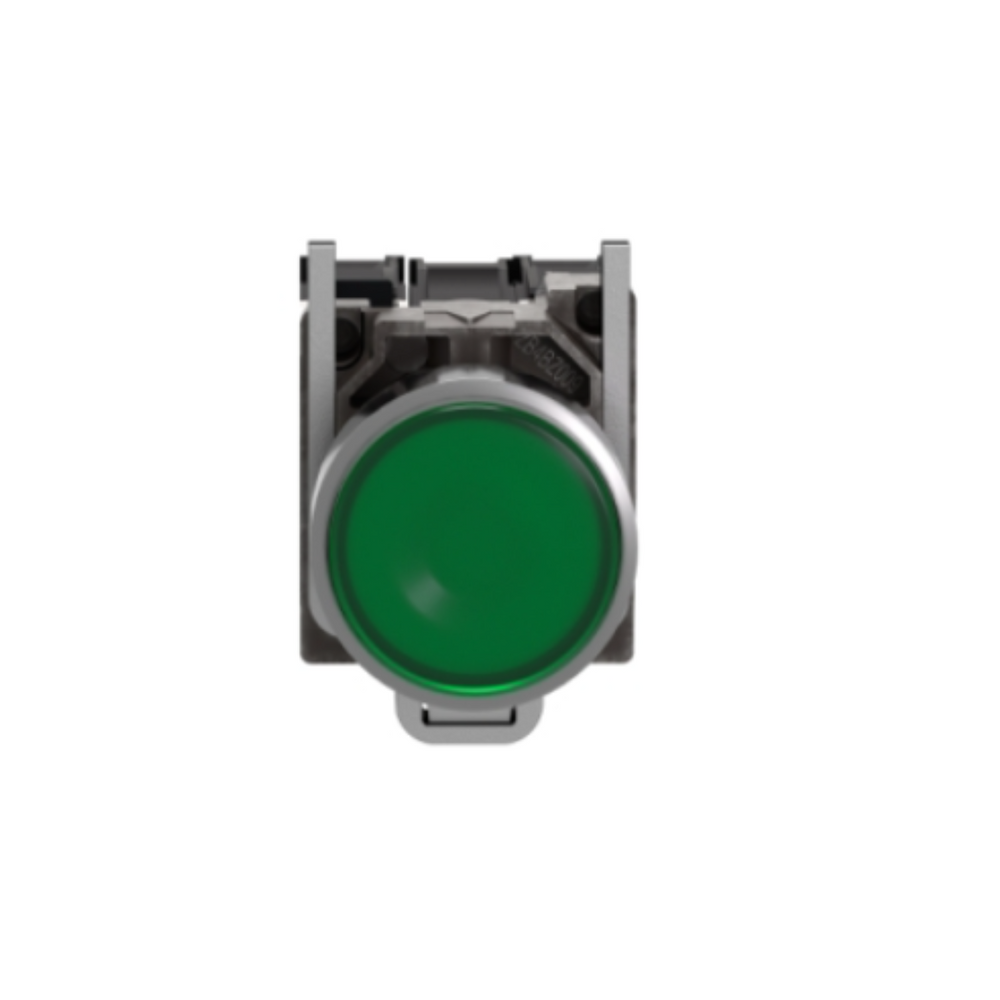 Schneider Electric Harmony XB4 Illuminated Push Button Metal Flush Green Ø22 Spring Return 230-240V AC 1 NO + 1 NC XB4BW33M5