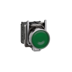 Schneider Electric Harmony XB4 Illuminated Push Button Metal Flush Green Ø22 Spring Return 230-240V AC 1 NO + 1 NC XB4BW33M5 - Slide 1