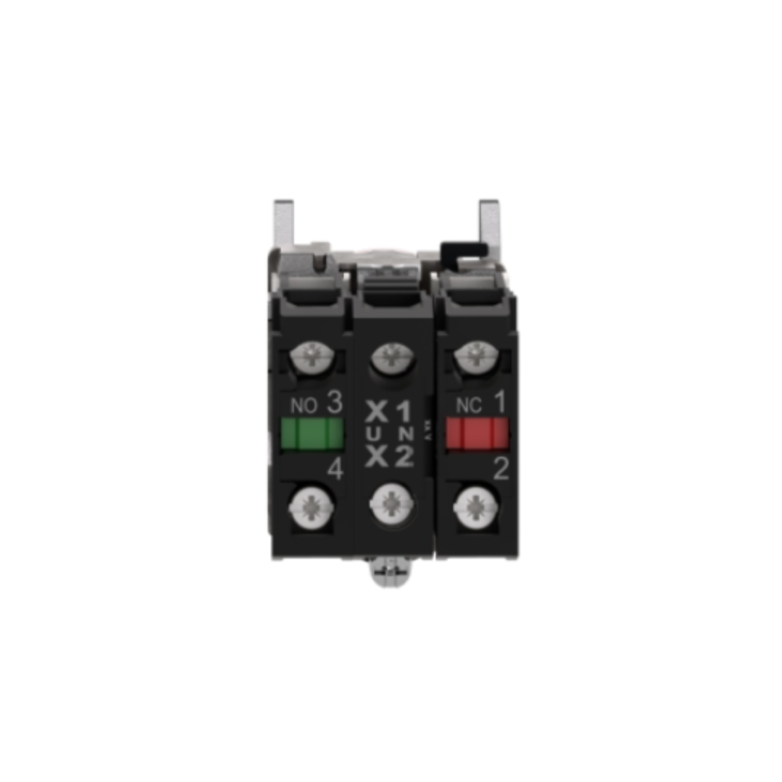 Schneider Electric Harmony XB4 Illuminated Push Button Metal Flush Red Ø22 Spring Return 1 NO + 1 NC 24V AC/DC XB4BW34B5