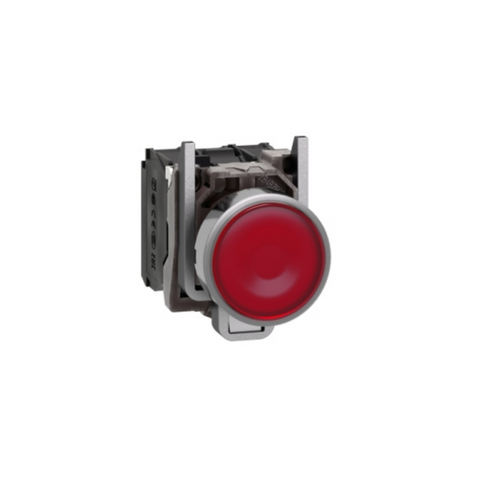 Schneider Electric Harmony XB4 Illuminated Push Button Metal Flush Red Ø22 Spring Return 1 NO + 1 NC 24V AC/DC XB4BW34B5