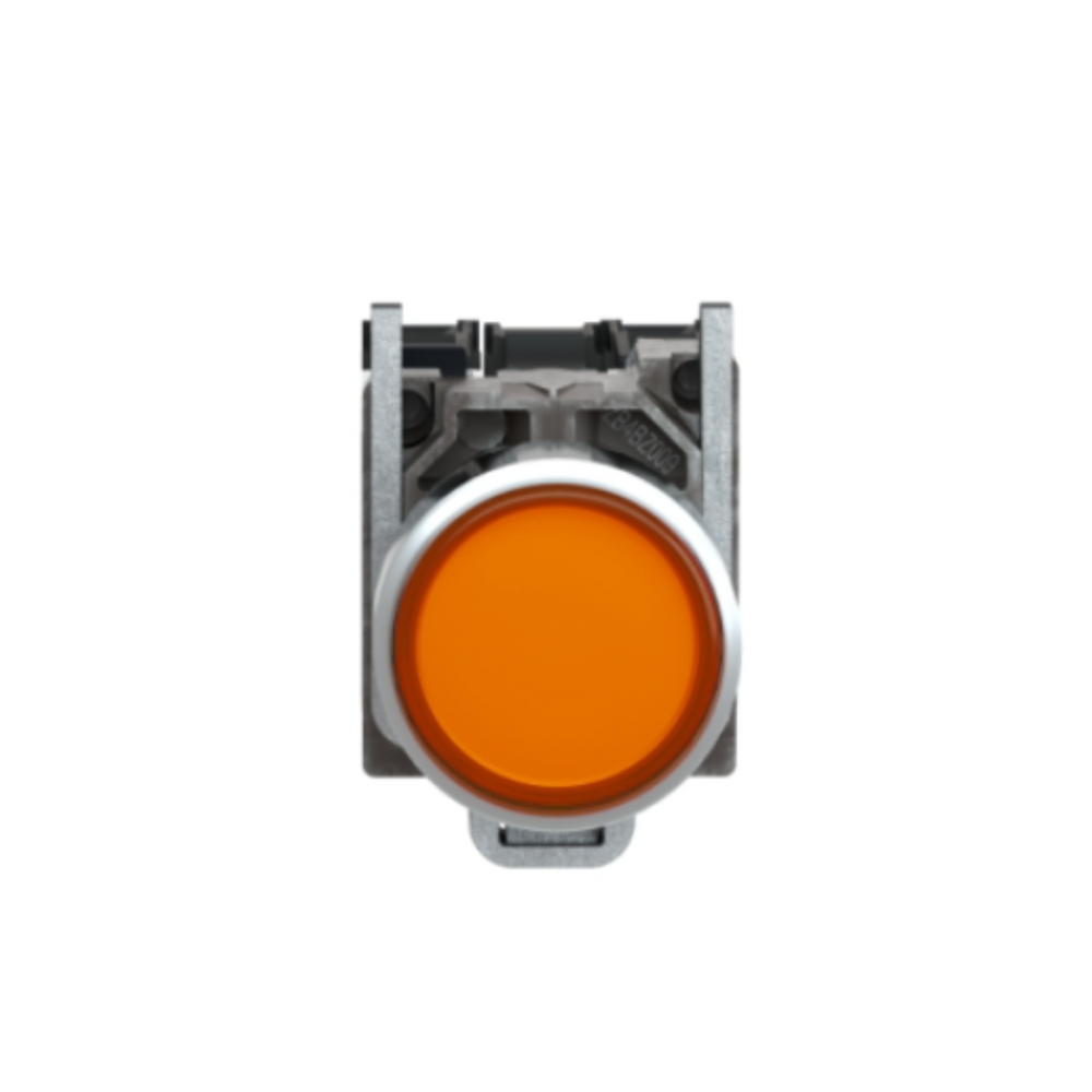 Schneider Electric Harmony XB4 Illuminated Push Button Metal Flush Orange Ø22 Spring Return 1 NO + 1 NC 24V AC/DC XB4BW35B5