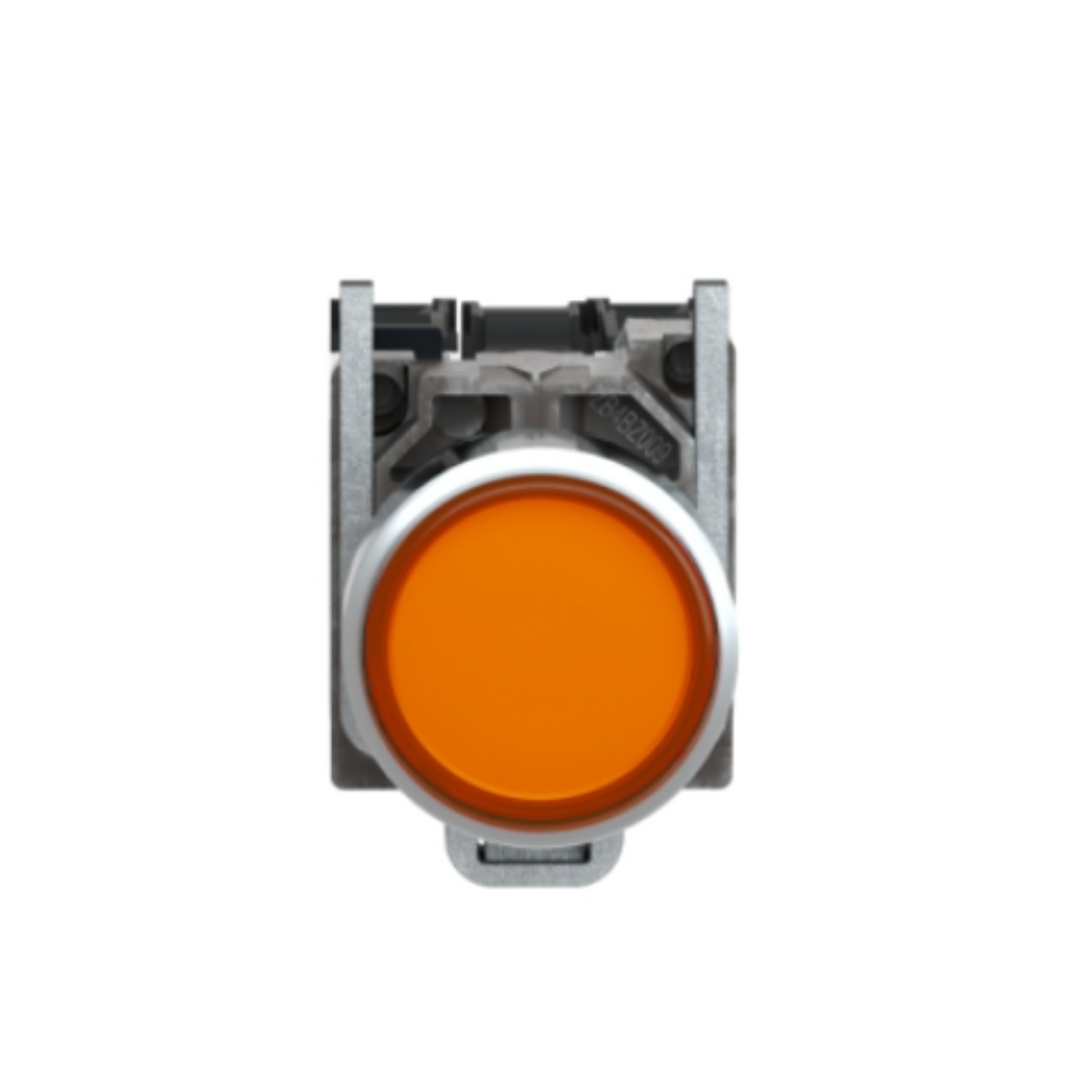 Schneider Electric Harmony XB4 Illuminated Push Button Metal Flush Orange Ø22 Spring Return 110-120V AC 1 NO + 1 NC XB4BW35G5