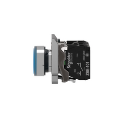 Schneider Electric Harmony XB4 Illuminated Push Button Metal Flush Blue Ø22 Spring Return 1 NO + 1 NC 24 V AC/DC XB4BW36B5 - Slide 4