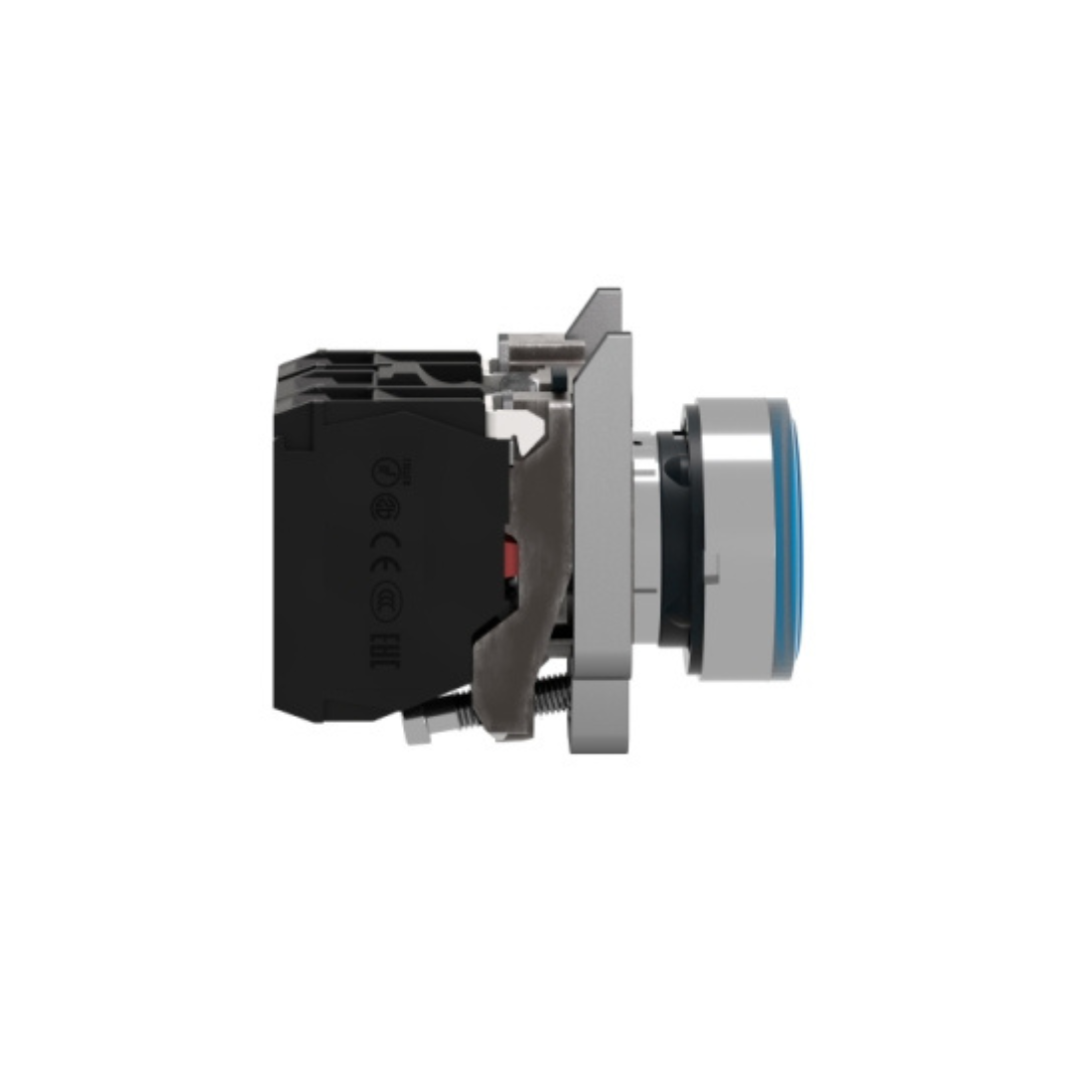 Schneider Electric Harmony XB4 Illuminated Push Button Metal Flush Blue Ø22 Spring Return 1 NO + 1 NC 24 V AC/DC XB4BW36B5