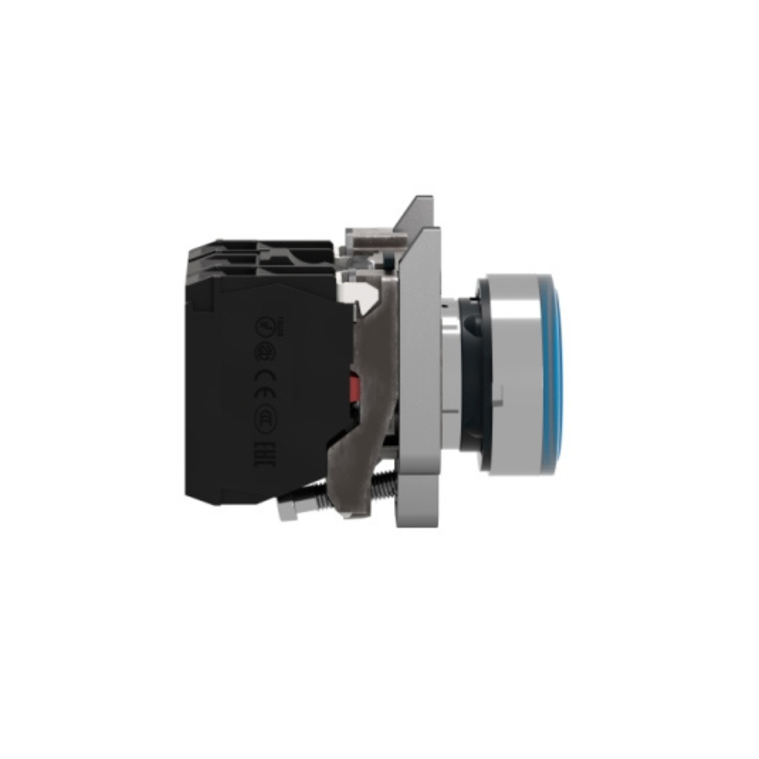 Schneider Electric Harmony XB4 Illuminated Push Button Metal Flush Blue Ø22 Spring Return 230-240V AC 1 NO + 1 NC XB4BW36M5