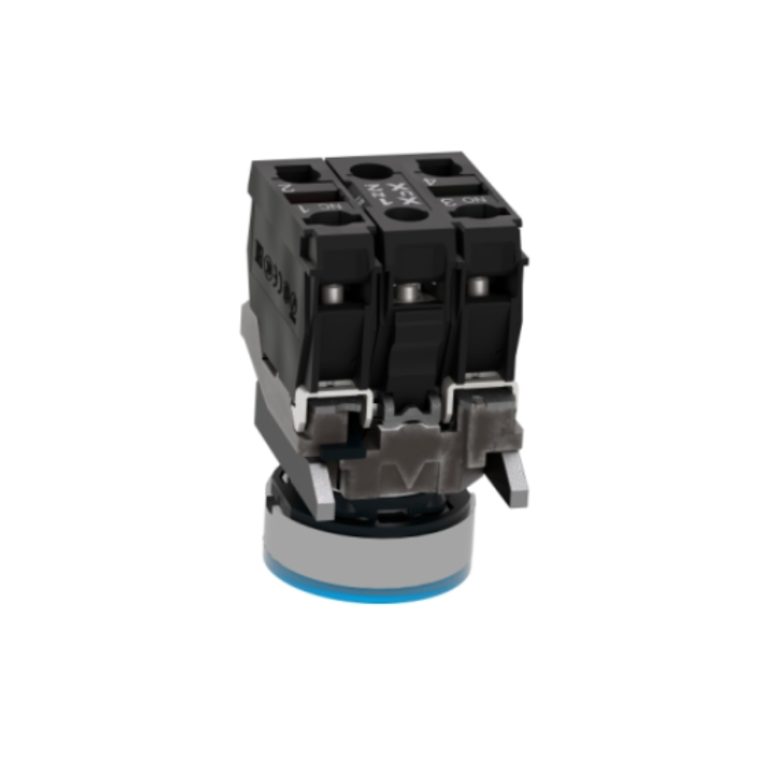 Schneider Electric Harmony XB4 Illuminated Push Button Metal Flush Blue Ø22 Spring Return 230-240V AC 1 NO + 1 NC XB4BW36M5