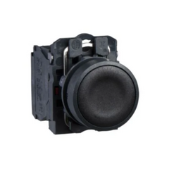 Schneider Electric Harmony XB5 Push Button Plastic Flush Black Ø22 Spring Return Unmarked 1 NO XB5AA21N - Slide 1