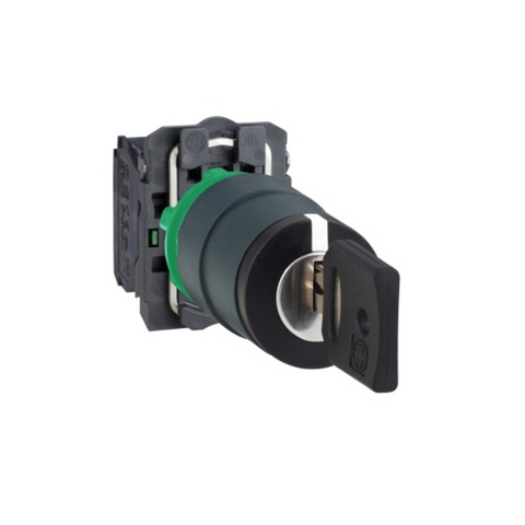 Schneider Electric Harmony XB5 Key Switch Selector Plastic Black Ø22 Key n°455 3 Positions Stay Put 2 NO XB5AG03