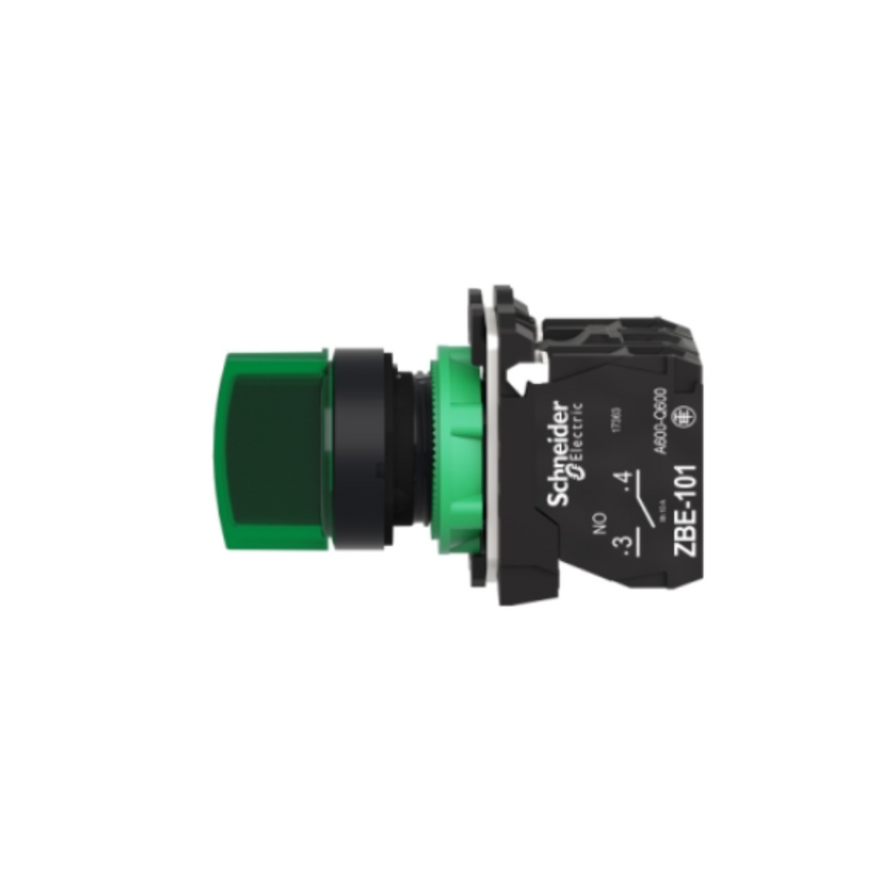 Schneider Electric Green Complete Illuminated Selector Switch Ø22, 3 Position 1NO + 1NC 24V XB5AK133B5