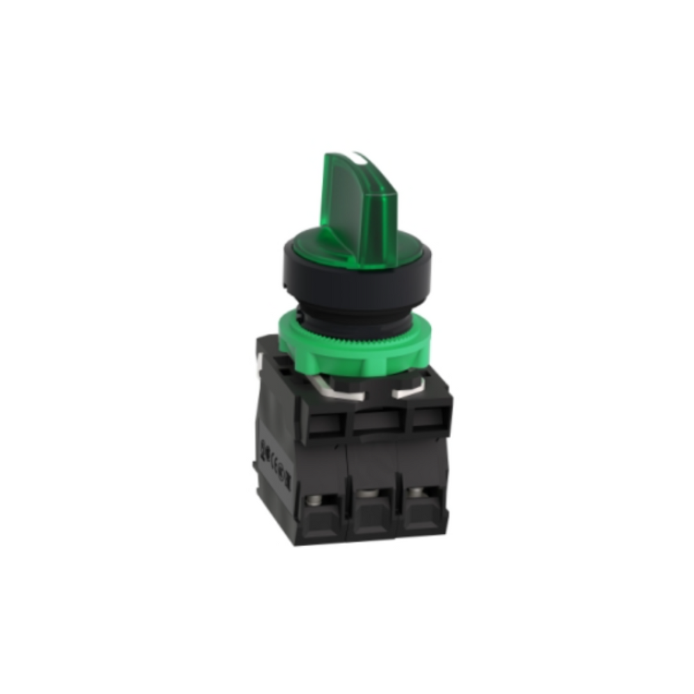 Schneider Electric Green Complete Illuminated Selector Switch Ø22, 3 Position 1NO + 1NC 24V XB5AK133B5