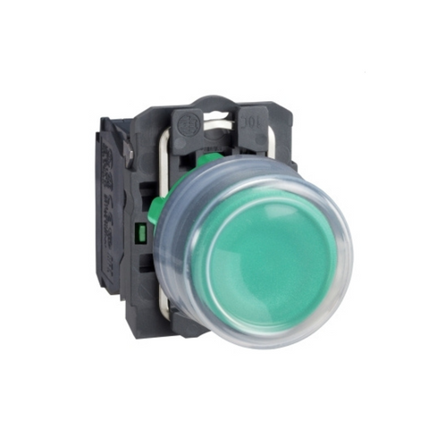 Schneider Electric Harmony XB5 Push Button Plastic Projecting Green Ø22 Spring Return Booted Unmarked 1 NO XB5AP31