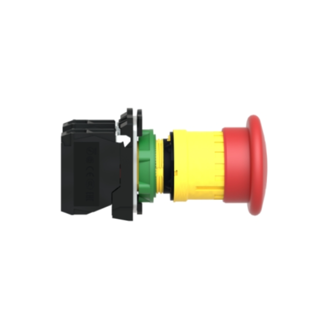 Schneider Electric Harmony XB5 Emergency Stop Switching Off Plastic Red Mushroom Ø40 Ø22 Trigger Latching Turn to Release 2NC XB5AS8444