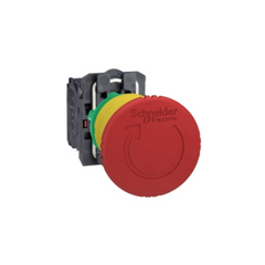 Schneider Electric Harmony XB5 Emergency Stop Switching Off Plastic Red Mushroom Ø40 Ø22 Trigger Latching Turn to Release 2NC XB5AS8444 - Slide 1