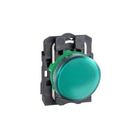 Schneider Electric Harmony XB5 Pilot light Plastic Green Ø22 Plain Lens for BA9s bulb <= 250V XB5AV63