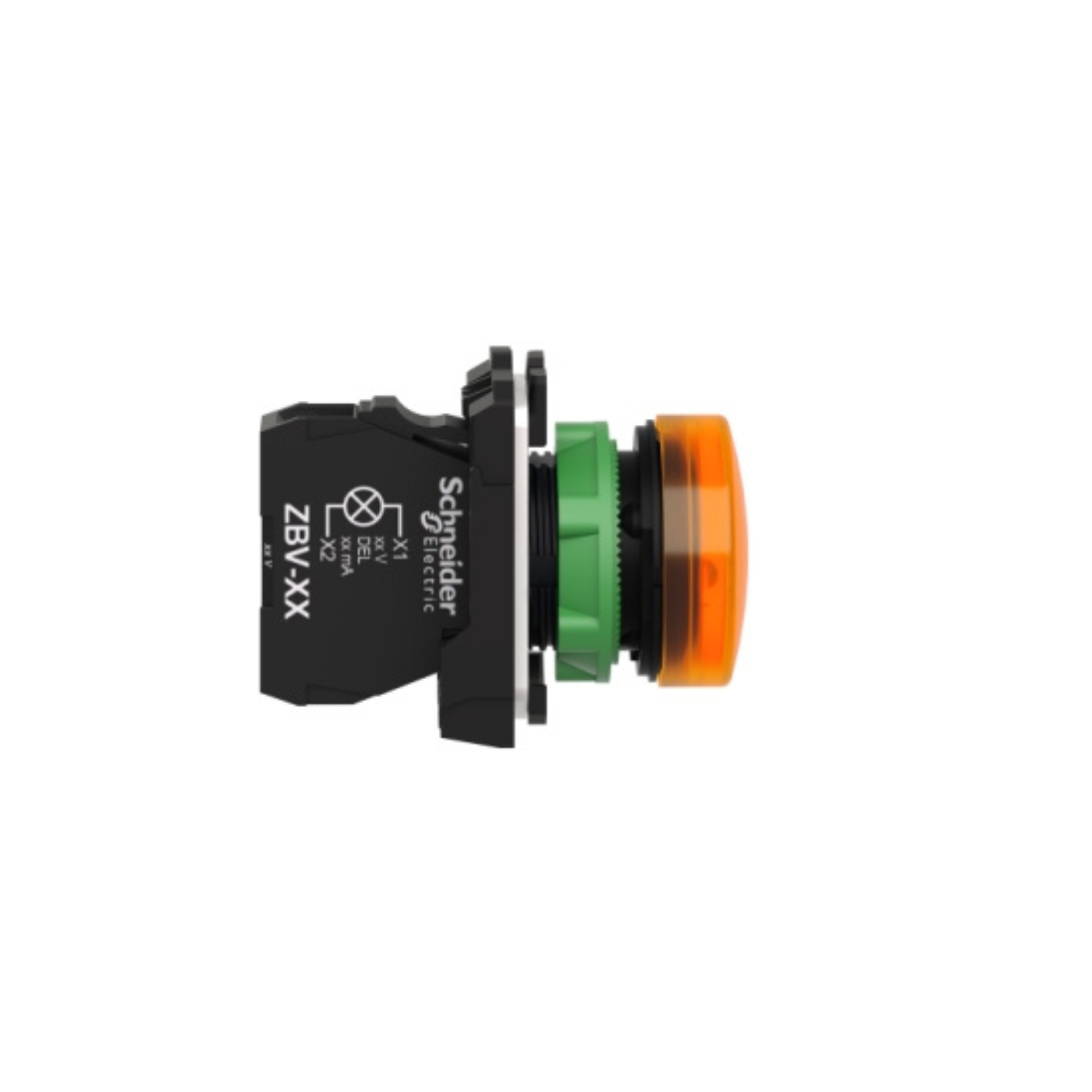 Schneider Electric Harmony XB5 Pilot Light Plastic Orange Ø22 Plain Lens with Integral LED 110-120V AC XB5AVG5