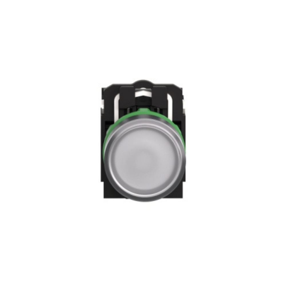 Schneider Electric Harmony XB5 Illuminated Push Button Plastic Flush White 22mm Universal LED Plain Lens 1NO + 1NC 110-120V AC XB5AW31G5