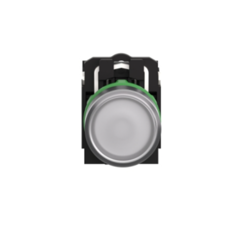 Schneider Electric Harmony XB5 Illuminated Push Button Plastic Flush White Ø22 Spring Return 230-240V AC 1 NO + 1 NC XB5AW31M5