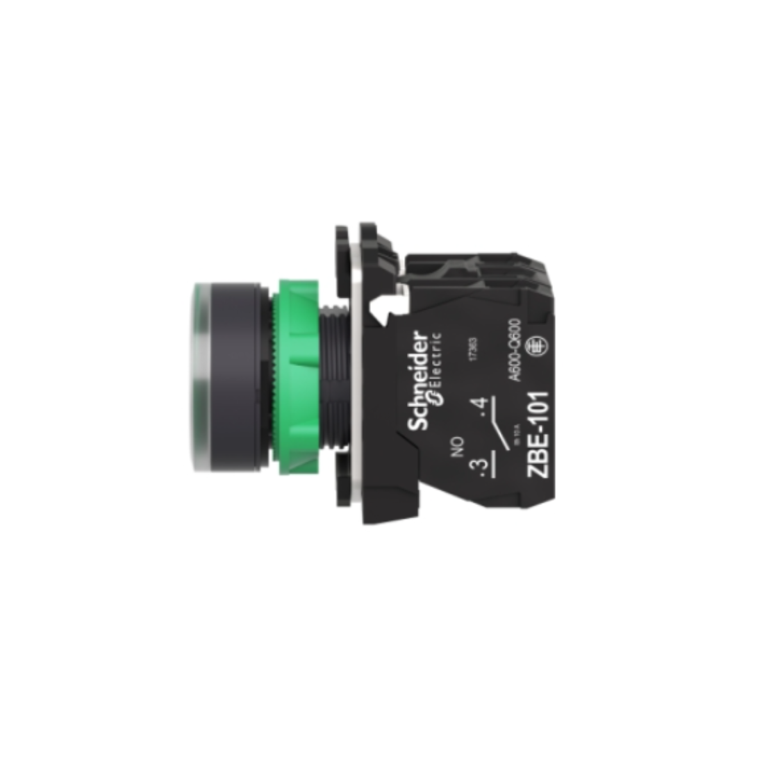 Schneider Electric Harmony XB5 Illuminated Push Button Plastic Flush Green Ø22 Spring Return 110-120V AC 1 NO + 1 NC XB5AW33G5