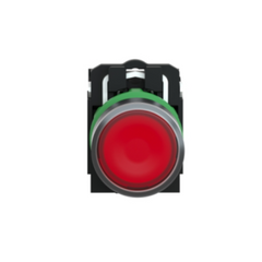 Schneider Electric Harmony XB5 Illuminated Push Button Plastic Flush Red Ø22 Plain Lens for BA9s Bulb Spring Return <= 250V 1 NO + 1 NC XB5AW3465 - Slide 2